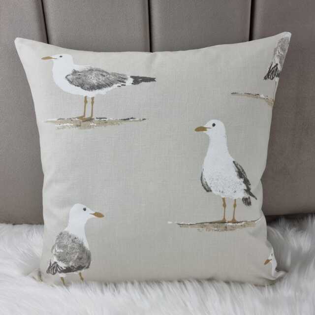 Sanderson Shore Birds Cushion Cover, Grey, Reverse Cotton Decorative Nautical Coastal Decor - image 1