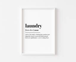 Laundry Definition - Home Print Utility Room Prints Wall Art Bathroom Quote - thumbnail 1