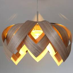 L18O, 50cm Handmade Walnut Wood Veneer Pendant Lamp - Ceiling Chandelier Design - thumbnail 3
