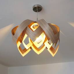 L18O, 50cm Handmade Walnut Wood Veneer Pendant Lamp - Ceiling Chandelier Design - thumbnail 2
