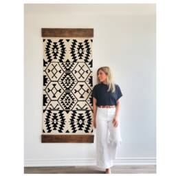 Handwoven Wall Hanging, Boho Hanging, Black Large Wall Art, Framed Tapestry, Vertical Extra Wallhanging