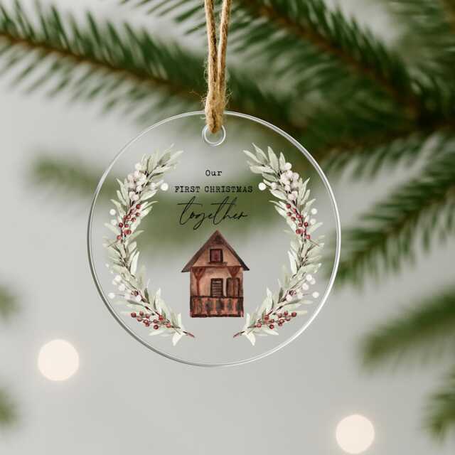 Personalised Our First Christmas Ornament - New Home Acrylic Bauble 2025 Couple's 1st Xmas Keepsake Custom Housewarming Gift Moving Out - image 1