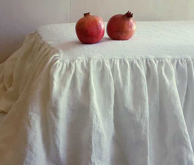 Linen Bed Skirt Farmhouse Style Dust Ruffle - Custom Drop - image 1