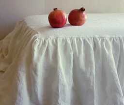 Linen Bed Skirt Farmhouse Style Dust Ruffle - Custom Drop - thumbnail 1