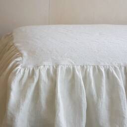 Linen Bed Skirt Farmhouse Style Dust Ruffle - Custom Drop - thumbnail 3