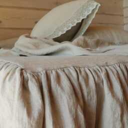 Linen Bed Skirt Farmhouse Style Dust Ruffle - Custom Drop - thumbnail 4