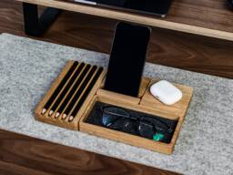 Office Desk Organizer Set Wooden Gift For Christmas Catch All Trays + Pen Holder Sticky Note - Accessories Decorations