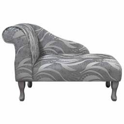 Handmade Mini Chaise Longue Tribal Flower Silver Fabric, Accent Sofa - thumbnail 3