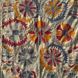 Bohemian Cotton Suzani Throw Blanket - Hand-stitched Artisan Home Decor - thumbnail 2