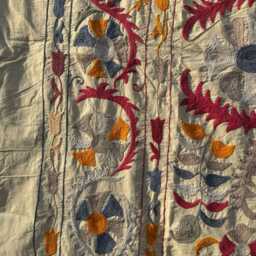 Bohemian Cotton Suzani Throw Blanket - Hand-stitched Artisan Home Decor - thumbnail 3