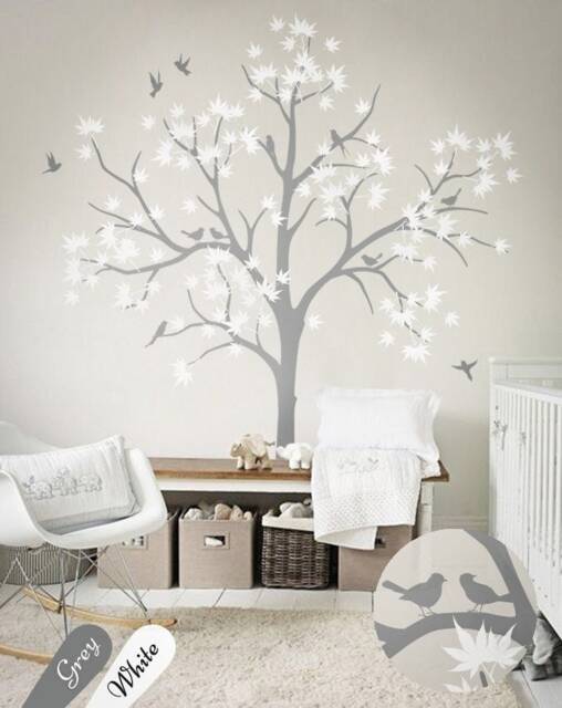 Large Nursery Wall Decoration White Tree Decals Nursery Living Room Tattoo Kw004 - image 1