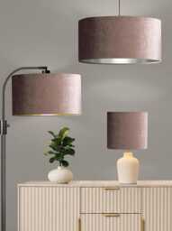 New Luxury Premium Quality Glamour Mauve Velvet Fabric With Brushed Metallics Lining Lamp Shade Pendant Light in Multi Sizes - thumbnail 1