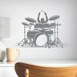 Drummer Vinyl Wall Decal Drums School Music Lover Sound Studio Musical Instrument Room Decoration Interior Stickers Mural - #2929Di - thumbnail 2