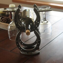 Horseshoe Wine Rack With Glasses, Caddy, Gifts For Her, Ranch Decor, Home Bar Accessories, Alcohol Women, Wife Gift From - thumbnail 3
