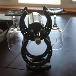 Horseshoe Wine Rack With Glasses, Caddy, Gifts For Her, Ranch Decor, Home Bar Accessories, Alcohol Women, Wife Gift From - thumbnail 2