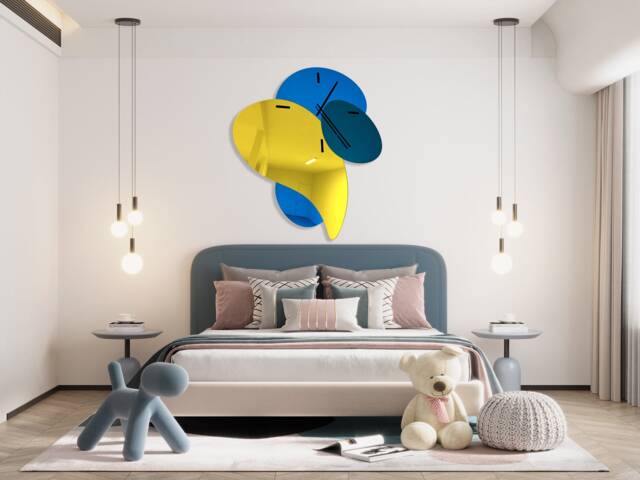 "Large Mirrored Acrylic Wall Clock Modern Art, Custom Colors - 28""W X 32" - image 1