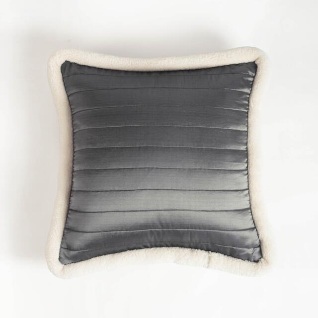 Grey Faux Silk Quilted Pillow Cover - Scandinavian Minimalist Design - image 1
