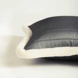 Grey Faux Silk Quilted Pillow Cover - Scandinavian Minimalist Design - thumbnail 3