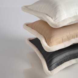 Grey Faux Silk Quilted Pillow Cover - Scandinavian Minimalist Design - thumbnail 4