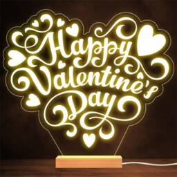 Happy Valentine's Day Heart Lettering Personalised Gift Warm Lamp Night Light - thumbnail 1