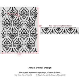 Bernice Damask Wall Allover Stencil For Diy Home Decor - thumbnail 3