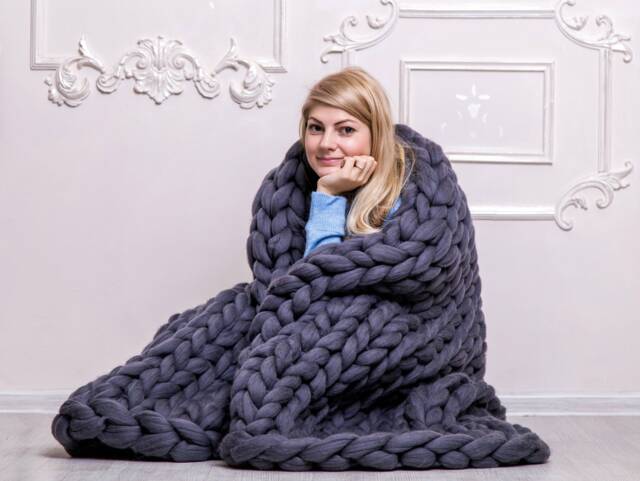 Super Chunky Blanket, Knit Giant Knit Blanket, Throw Wool Knitted Arm Knitting - image 1