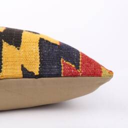 Handwoven Turkish Kilim Pillow Cover Bohemian Lumbar Cushion - 16x24 - thumbnail 4