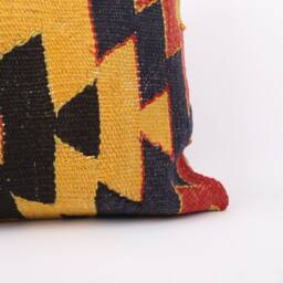 Handwoven Turkish Kilim Pillow Cover Bohemian Lumbar Cushion - 16x24 - thumbnail 2