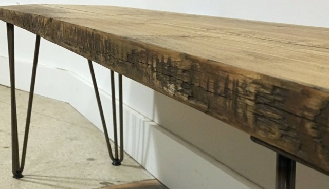Reclaimed Wood Bench With Black Hairpins, Choice Of Sizes+Colours - image 1