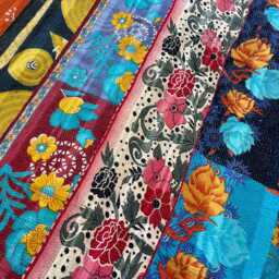 Handmade Block Print Patchwork Reversible Cotton Kantha Quilt Vintage Bedding - thumbnail 2