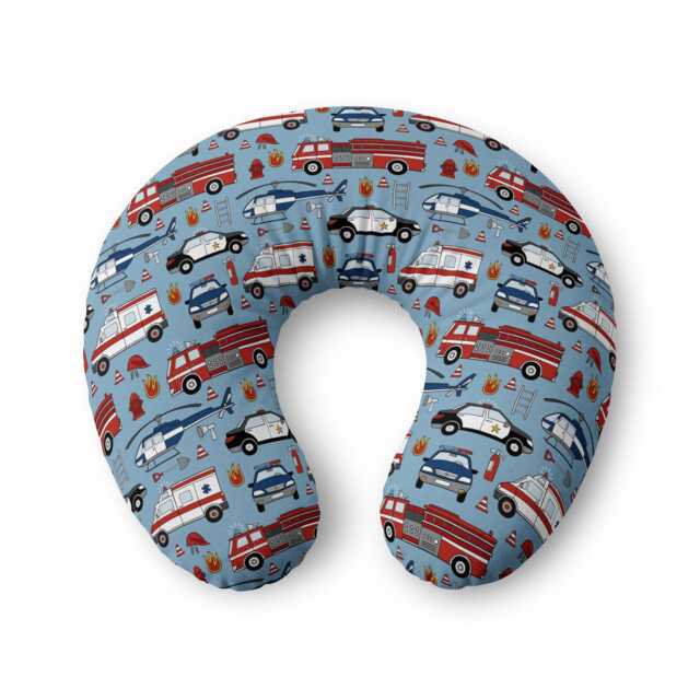 Police, Emergency Services Firetruck Pattern Nursing Pillow Cover - Kids Emergency Vehicle Print - image 1