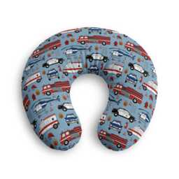 Police, Emergency Services Firetruck Pattern Nursing Pillow Cover - Kids Emergency Vehicle Print - thumbnail 2