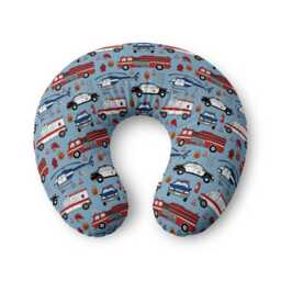 Police, Emergency Services Firetruck Pattern Nursing Pillow Cover - Kids Emergency Vehicle Print - thumbnail 1