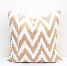 Handmade 20x20 Chevron Ikat Pillow Cover, Decorative Throw - thumbnail 1
