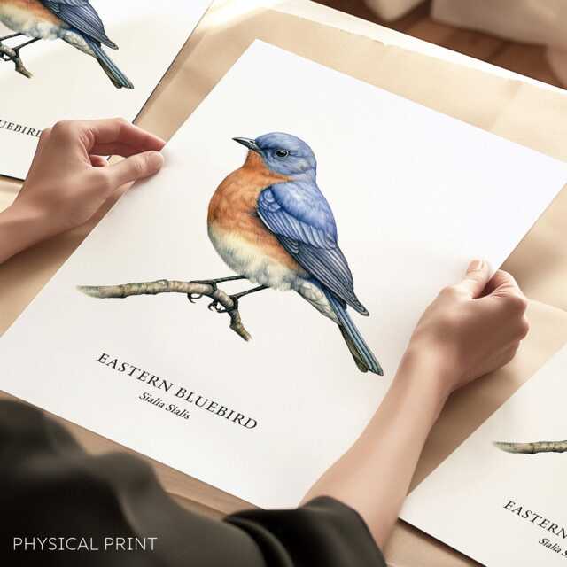 Bird Illustration, Eastern Bluebird, Prints, Garden Birds, Lover Gift, Watching, Wall Decor - image 1