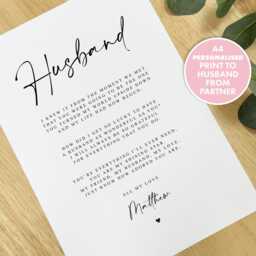 Personalised Husband Poem A4 Unframed Print Valentines Day Gift, Gift For Him Birthday Anniversary - thumbnail 2