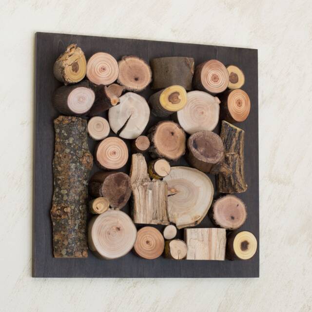 Recycled Log Wall Art For Entryway Organic Sculpture - Handcrafted Wooden Artwork Natural Essence - image 1