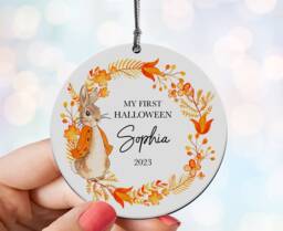 Personalised My First Halloween, Gift For Baby Girl Or Boy, Add Any Name, Wooden Bauble, Halloween Decoration, Keepsake Ornament
