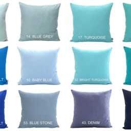 Solid Cotton Pillow Cover - Blue Cushion Navy Teal Throw Coastal Modern Decor All Sizes - thumbnail 3
