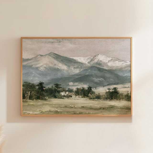 Blue Mountain Poster, Alpine Landscape Print, Nature Wall Art, Paper - image 1