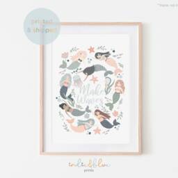 Mermaids Print, Under The Sea Nursery Girl Decor, Quote Ocean Nursery, Kids Wall Art - thumbnail 2