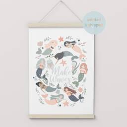 Mermaids Print, Under The Sea Nursery Girl Decor, Quote Ocean Nursery, Kids Wall Art - thumbnail 3