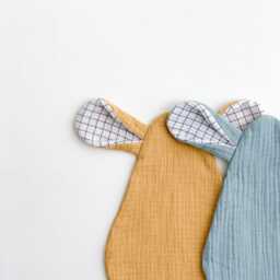 Doudou For Babies, Organic Cotton Doudou, Muslin Blanket Mint Doudou Bunny Baby Ears - thumbnail 3