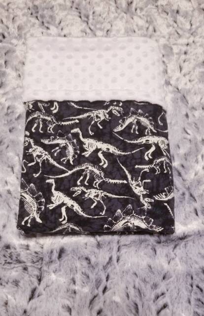 Dinosaur Baby Blanket, Minky Dinosaurs Theme, Shower Gift, Boy, Glow in Dark - image 1