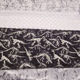 Dinosaur Baby Blanket, Minky Dinosaurs Theme, Shower Gift, Boy, Glow in Dark - thumbnail 3