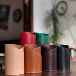 Leather Wine Bottle Holder Housewarming Dinner Party Gifts - thumbnail 3
