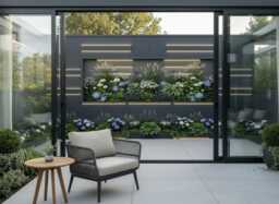 Modern Black Fence Panel Privacy Screen Botanical Garden Wall Art Mural With Led Lighting Effect Tapestry Backdrop Curtain