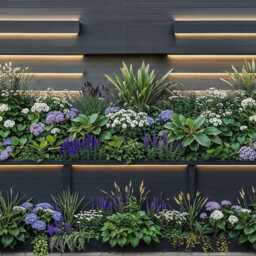 Modern Black Fence Panel Privacy Screen Botanical Garden Wall Art Mural With Led Lighting Effect Tapestry Backdrop Curtain - thumbnail 4