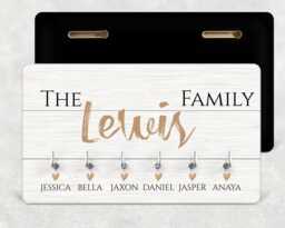 Family Key Holder Custom Name Wall Hook - Wooden, 4 Or 6 Hooks - thumbnail 1