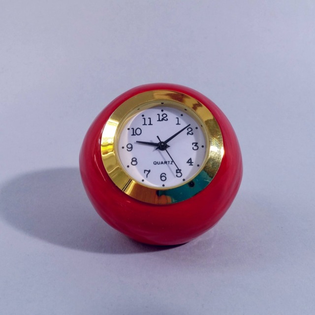 Small Desk Clock, Ball Shaped Deep Red Ceramic Desk Red Shelf Vitage Retro Style Clock, Table Clock - image 1